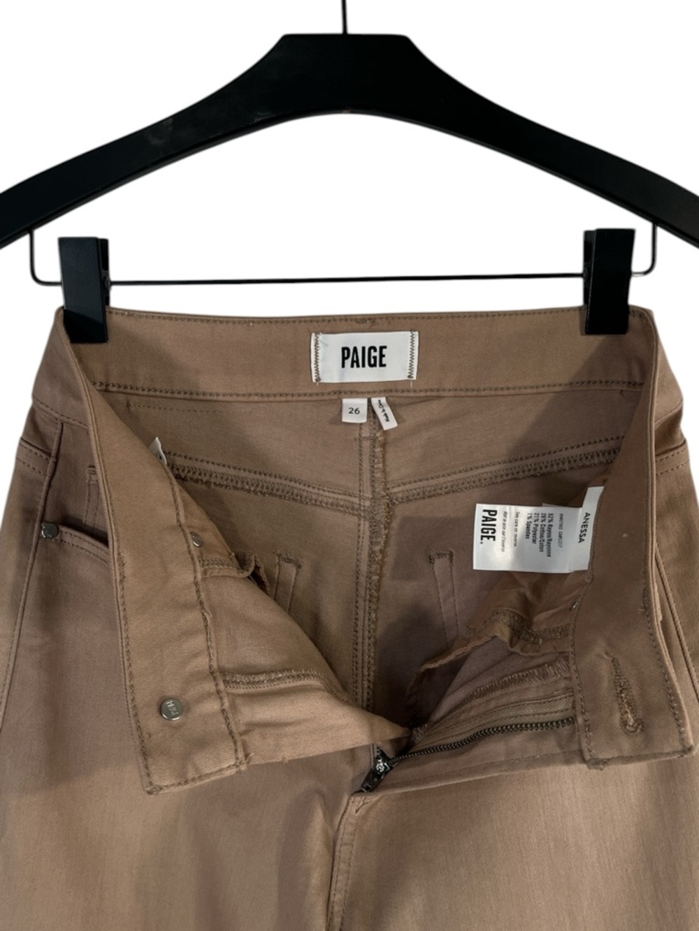 Paige Anessa Coated Wide Leg Jean size 26 in French Latte - Picture 5 of 8